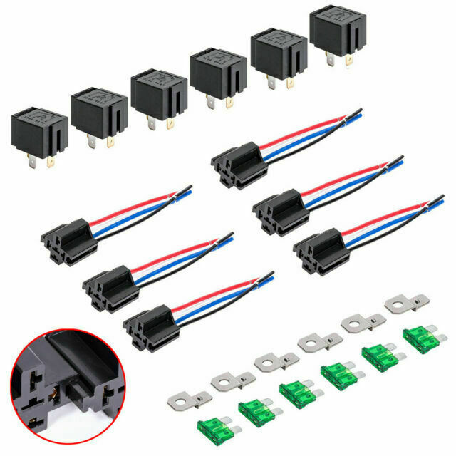 Auto 30A Fuse Relay Switch Harness Set 12V DC 4-Pin SPST Controller Cable Cord
