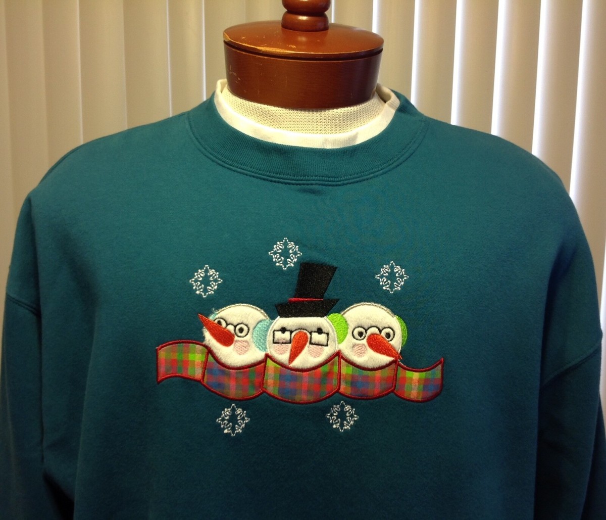 Sweatshirt Vintage M&C Sportswear Femme Taille XL - Motif Bonhomme De Neige - Occasion Très Bon état