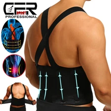 Lumbar Lower Back Waist Support Belt Brace Heavy Duty Weight Lift Suspender Work