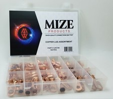 Mize Wire 100 Pc Copper Lug Assortment 6GA - 2/0 GA Made in USA Free Shipping
