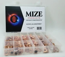 Mize Wire 100 Pc Copper Lug Assortment 6GA - 2/0 GA Made in USA Free Shipping