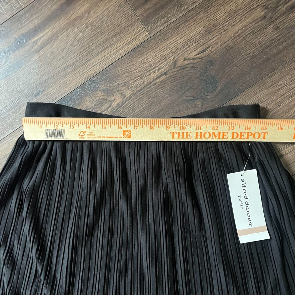 Alfred Dunner Skirt Black Crinkle Pleated Midi Skirt Size 12 P NWT eBay
