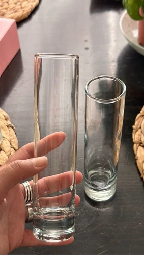 Beautiful Clear Handblown Glass Cylinder PAIR OF 2 Vase 7. 1/5 INCH TALL