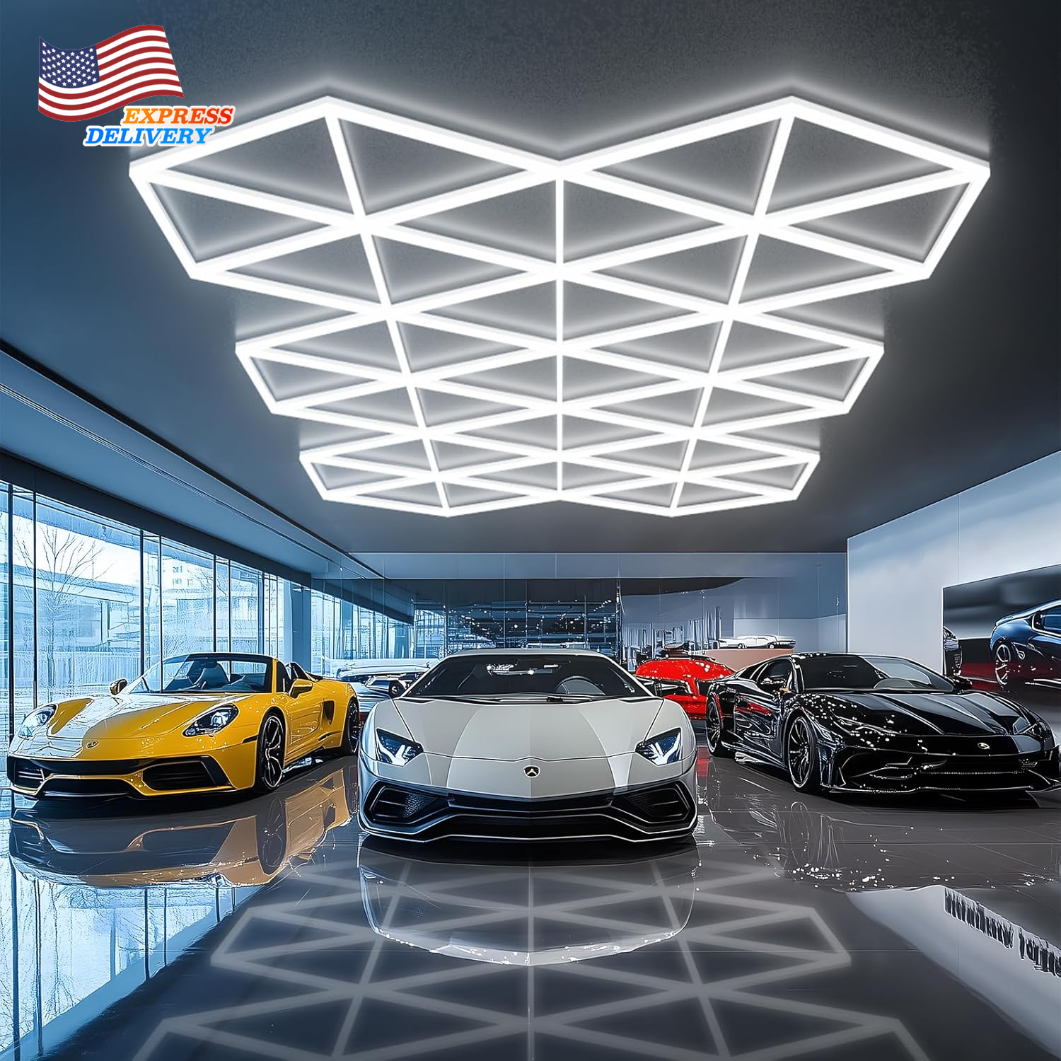 Triangle LED Garage Honeycomb Light 71 Pack Hexagonal Lights 710W 78100LM