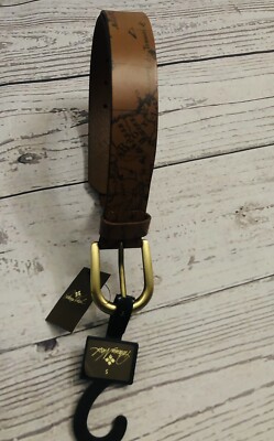 Patricia Nash Women s Riot Rust Brown Leather Vietri Belt Embossed Map Size Sm
