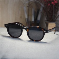 Johnny Depp black polarized sunglasses men's dark tortoise acetatee glasses