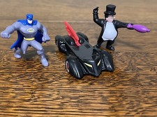 McDonald's Toys 2011 DC Comics. Batman, Penguin, Batmobile. Preowned.