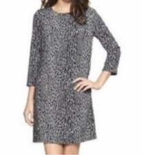 New Gap 2 2P Petite Shift Gray Animal Print Leopard Work Career Casual Dress