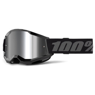 Motocross Maske 100% Strata 2 Junior Schwarz Silber Spiegelglas