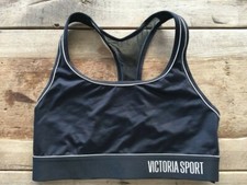 Victoria's Secret Sport Black White Trim Logo SMALL The Player Sport Bra VS VTG