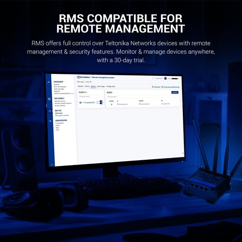 Teltonika RUT951 I LTE WiFi Cellular Router - 4G LTE (CAT 4) TELRUT951A00800 - Picture 7 of 7