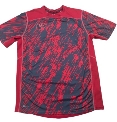 Nike Dri-fit Kansas City Chiefs Short Sleeve Training Shirt. Mens L. Red.