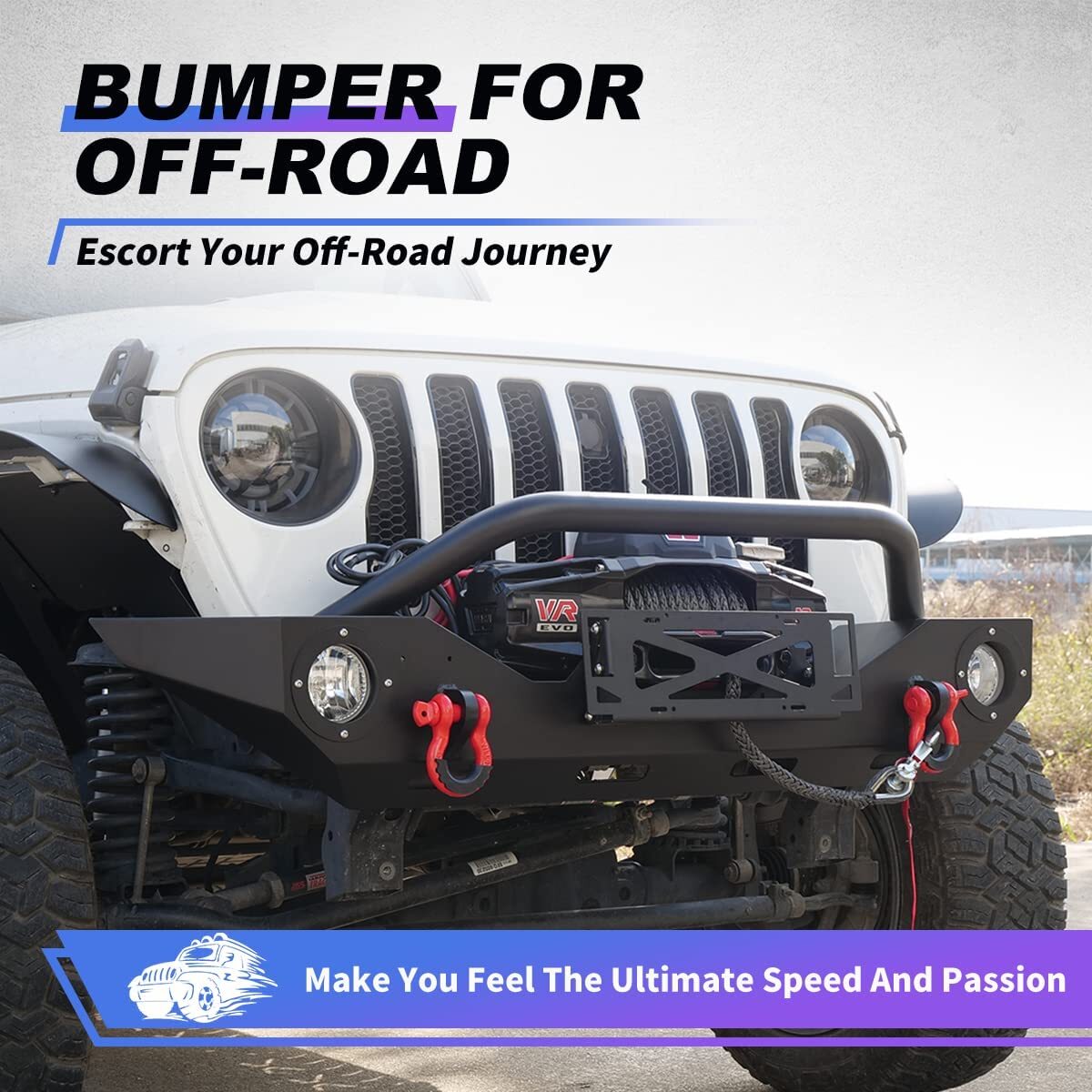 Front Bumper For 20182023 Jeep Wrangler JL JLU w/Winch Plate & DRing