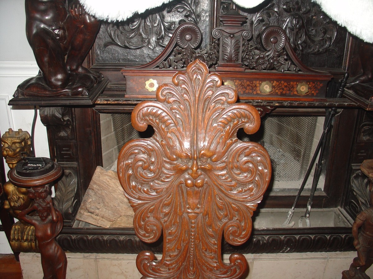 Antique North Wind Chair Paw Foot Wood Figural Panel | eBay