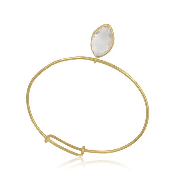 Crystal Gemstone Gold Plated 925 Silver Handmade Bangle Bracelet Jewelry - Image 3 of 3