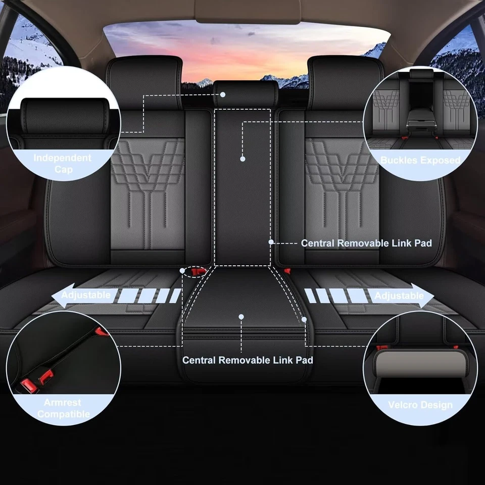 Car Seat Covers Full Set Faux Leather Waterproof Set Fit for Acura ZDX 2006-2025 Foto 4 de 4