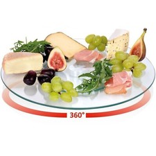Gehärtetes Glas Lazy Susan drehbare Servierplatte Käse Kuchen Drehteller Schleuder Tablett