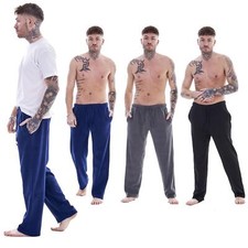 Mens 3 Pack Soft Warm Plain Fleece Lounge Pants Pyjama Bottoms With Pockets