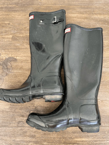 Hunter Original hohe schwarze Damen-Regenstiefel Größe 9