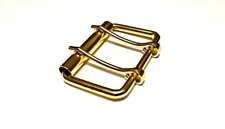 brass plated double prong roller buckle 2.5" inches