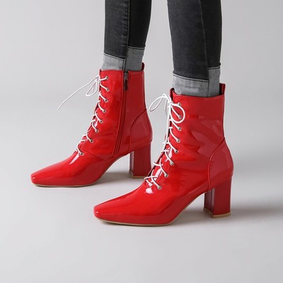Stylish Women Ankle Boots Square Toe Chunky Heels Boots Shoes Woman Size 4-15 Stylish Women Ankle Boots Square Toe Chunky Heels Boots Shoes Woman Size 4-15