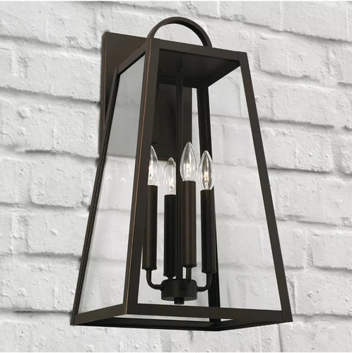 Capital Lighting Leighton 4 Light Outdoor Wall Lantern, Black/Clear - 943743BK - Picture 6 of 6
