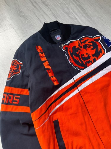 Men's New Authentic NFL TEAM APPAREL BEARS Bomber Jacket Big Logo RARE L - Picture 2 of 12