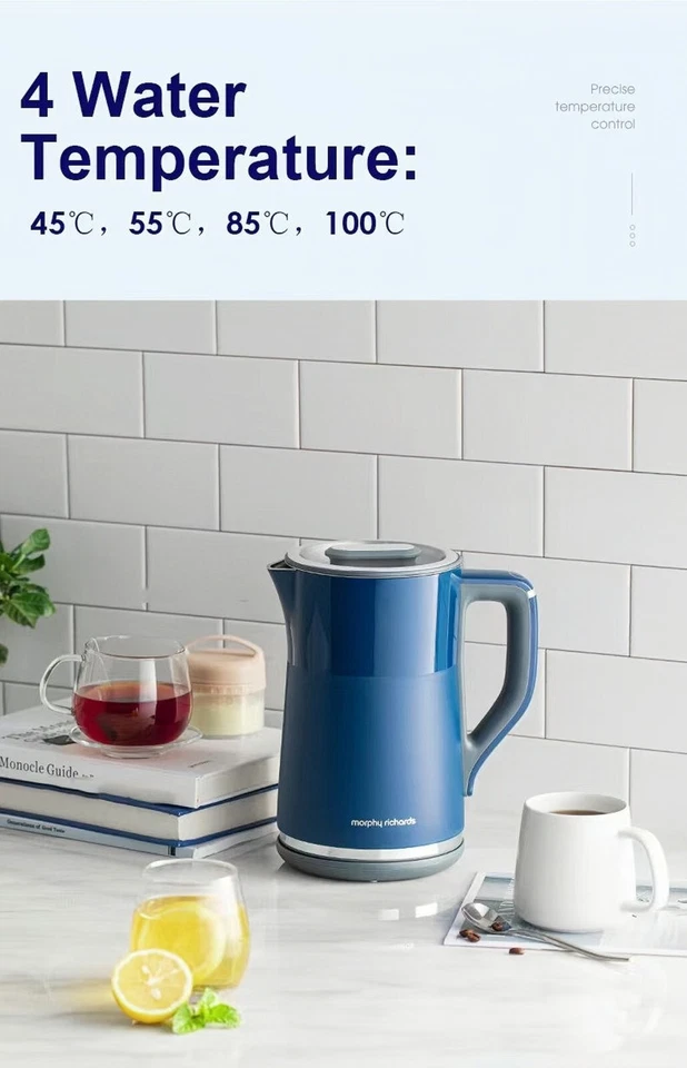 MORPHY RICHARDS Electric Water Kettle Stainless Steel Thermostatic 1800W LED AU Foto 4 de 4
