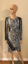 NWT Ivy + Blue Abstract Animal Print Faux Wrap Ruched Sheath Dress Size 6