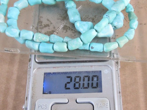 Vintage Chinese Turquoise Hand Knotted Nugget Beaded Necklace - Picture 6 of 6