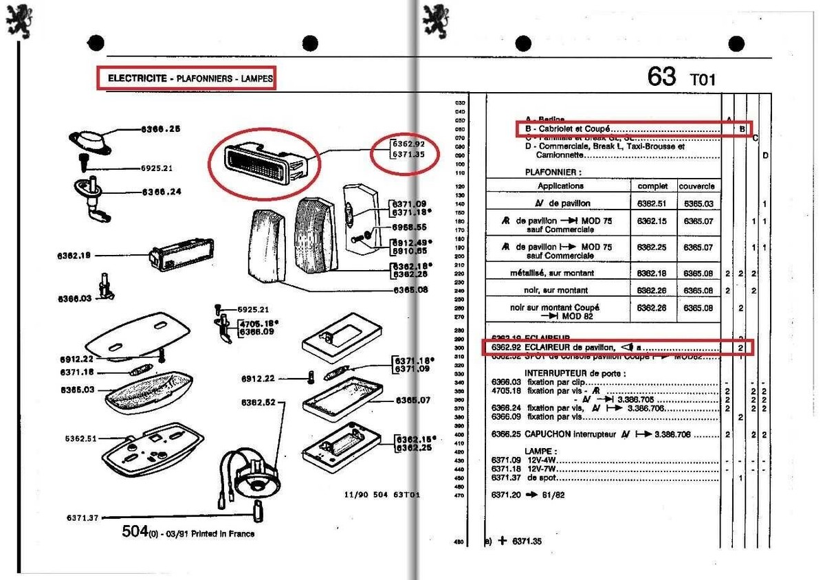 Peugeot 504 Cabriolet Coupe 604 Interior Light Card Reader