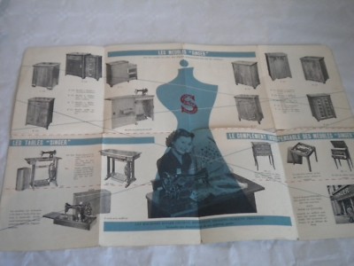 Vintage Prospekt Französische Singer Nähmaschinen 50er Jahre 