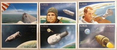 AJMAN 1968 333-38 A Apollo 7 Space flight & Landing Scenes Gagarin White MNH