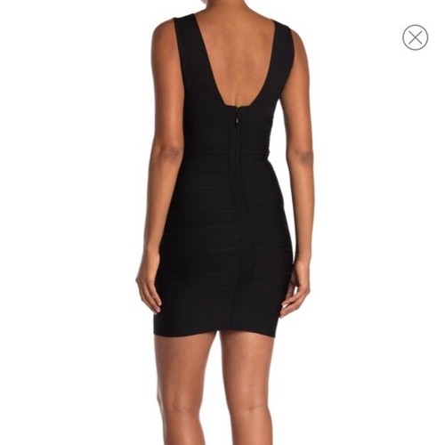 Mini vestido Herve Leger negro con cuello en V - talla grande nuevo con etiquetas $798 - Imagen 2 de 6