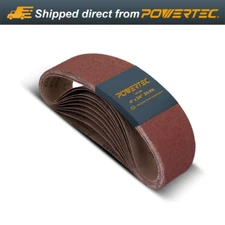 POWERTEC 110070-P2 4 x 24 Inch | 400 Grit Aluminum Oxide Sanding Belts, 20 PACK