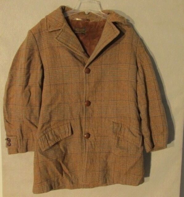 V7078 Sir Pendleton 1960's Brown Plaid Wool Button Up Sherpa Style