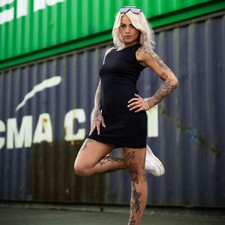 New Yakuza Women's Moth Bodycon Dress - Black