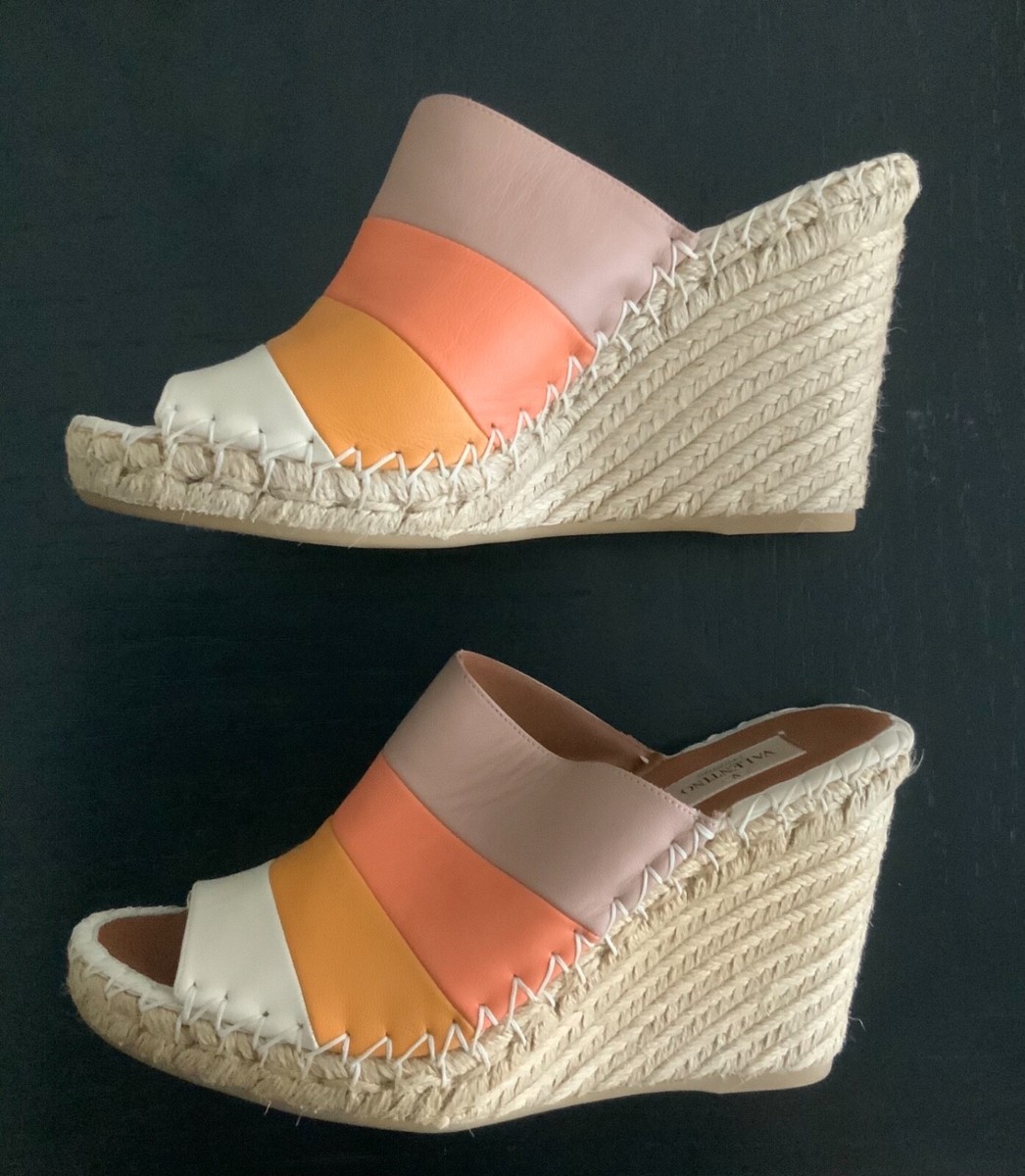 VALENTINO GARAVANI-ESPADRILLE WEDGE SANDALS-WOMEN SZ 39-OPEN BACK