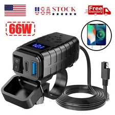 QC 3.0 Motorcycle Dual USB Phone GPS Super Fast Charger Adapter LED Waterproof
