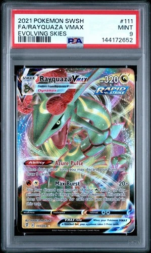 2021 POKEMON SWORD & SHIELD EVOLVING SKIES #111 FULL ART/RAYQUAZA VMAX PSA 9