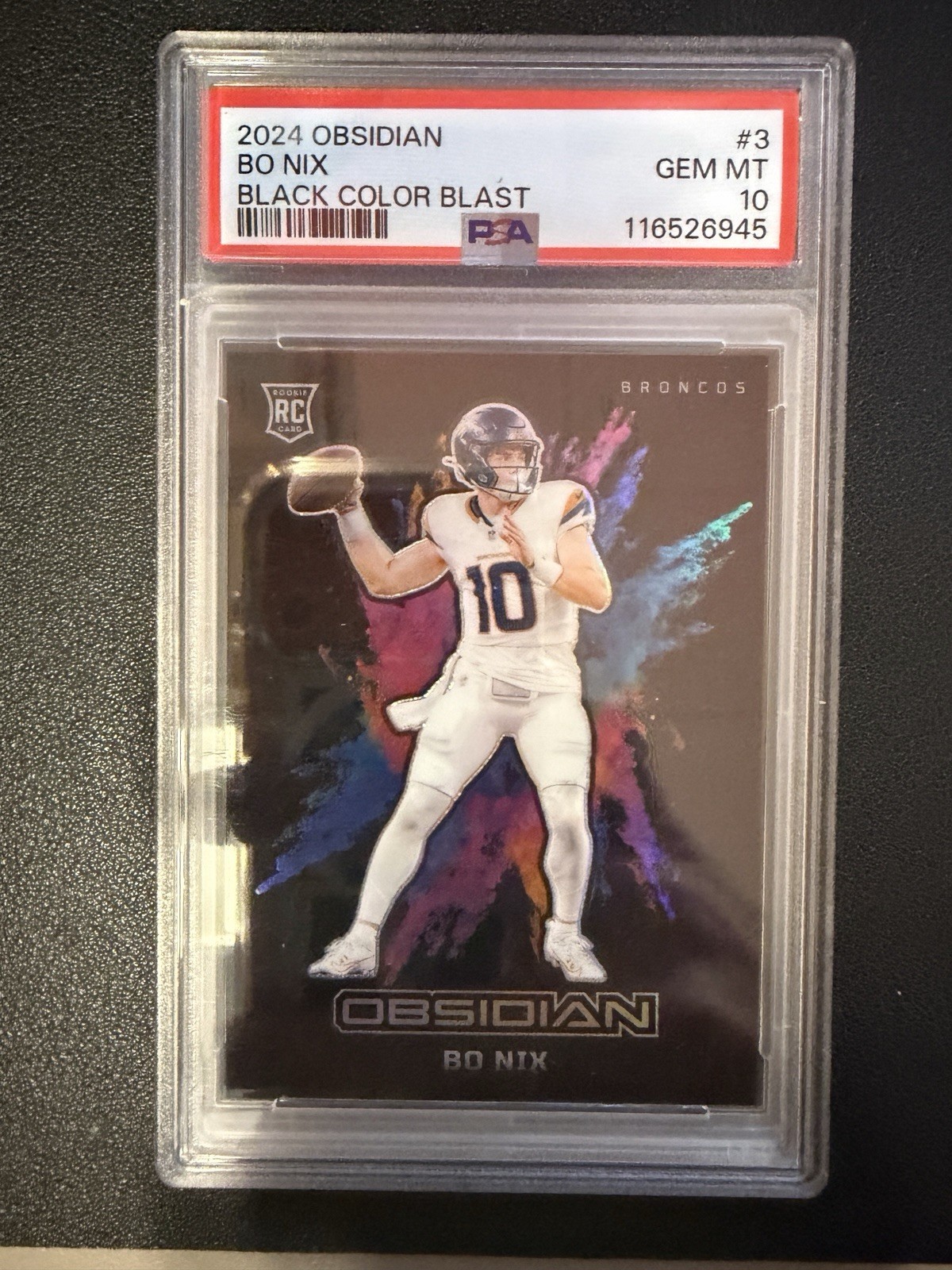 2024 Obsidian Bo Nix Black Color Blast RC PSA 10 GEM MINT Broncos