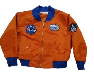 Blueberi Boulevard Orange/Blue Space Bomber Jacket Size 2T