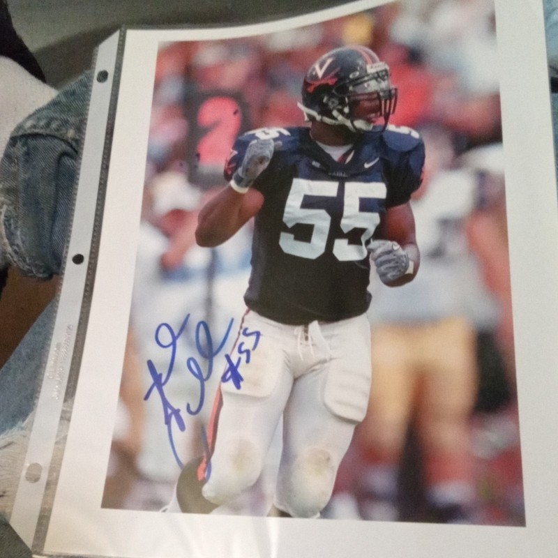 Angelo Crowell #55 Virginia cavalier autographed 8x10 Photo 