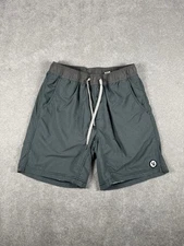 Vuori Kore Shorts Mens L Green Striped 7.5” UnLined Gym V302 Running Drawstring