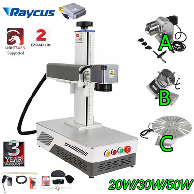 20W 30W 50W 100W Raycus Fiber Laser Marking Machine Metal Engraving+Rotary D80