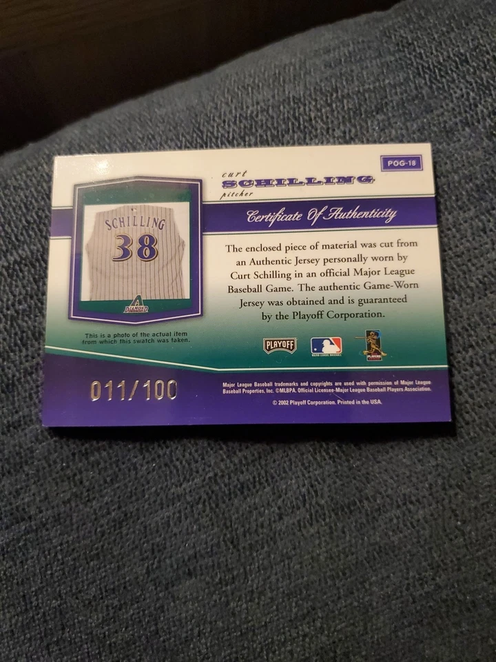 2002 Playoff Piece of the Game - Materials Curt Schilling #POG-18 (MEM) 011/100 - Image 3 of 4