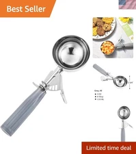 Ergonomic 4 oz Large Cookie Scoop - Food-Safe Stainless Steel with Grey Handle