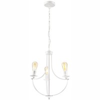 HäNgelampe Kronleuchter Weiß 3-Flammig E27 Ø 42 Cm Metall Rustikal Wohnzimmer