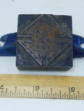 OLD Wood & Metal Copper Printer Ink Stamp Block Knights of Columbus K of C !