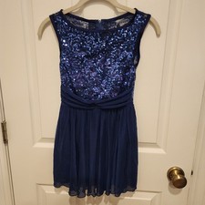Weissman Childs Large Navy Ballet Lyrical Dance Costume Zipper in Back Sequin
